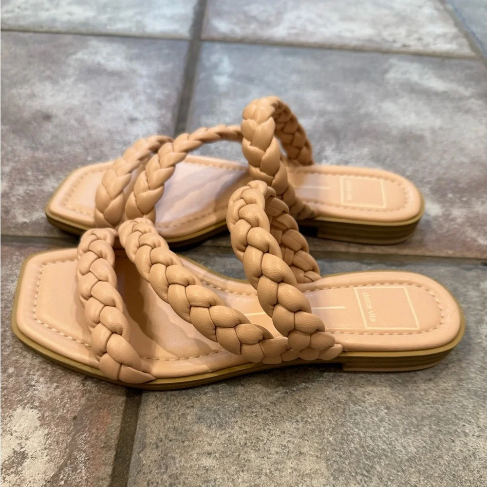 DOLCE‎ VITA Iman Natural Braided Slide Flat Leather Sandals Women’s Size 6